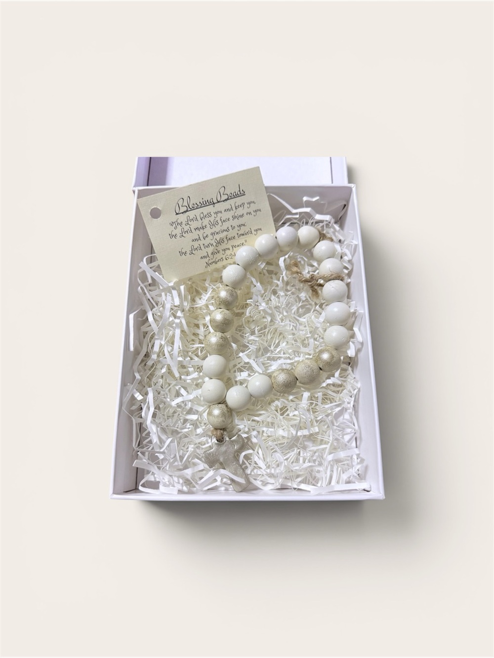 Aesthetic Farmhouse Blessing Beads & Cross Decor Numbers 6:24